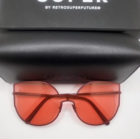 New RetroSuperFuture Red Tint Lens/Frame Women Butterfly Cateye Sunglasses Italy - Picture 6 of 7